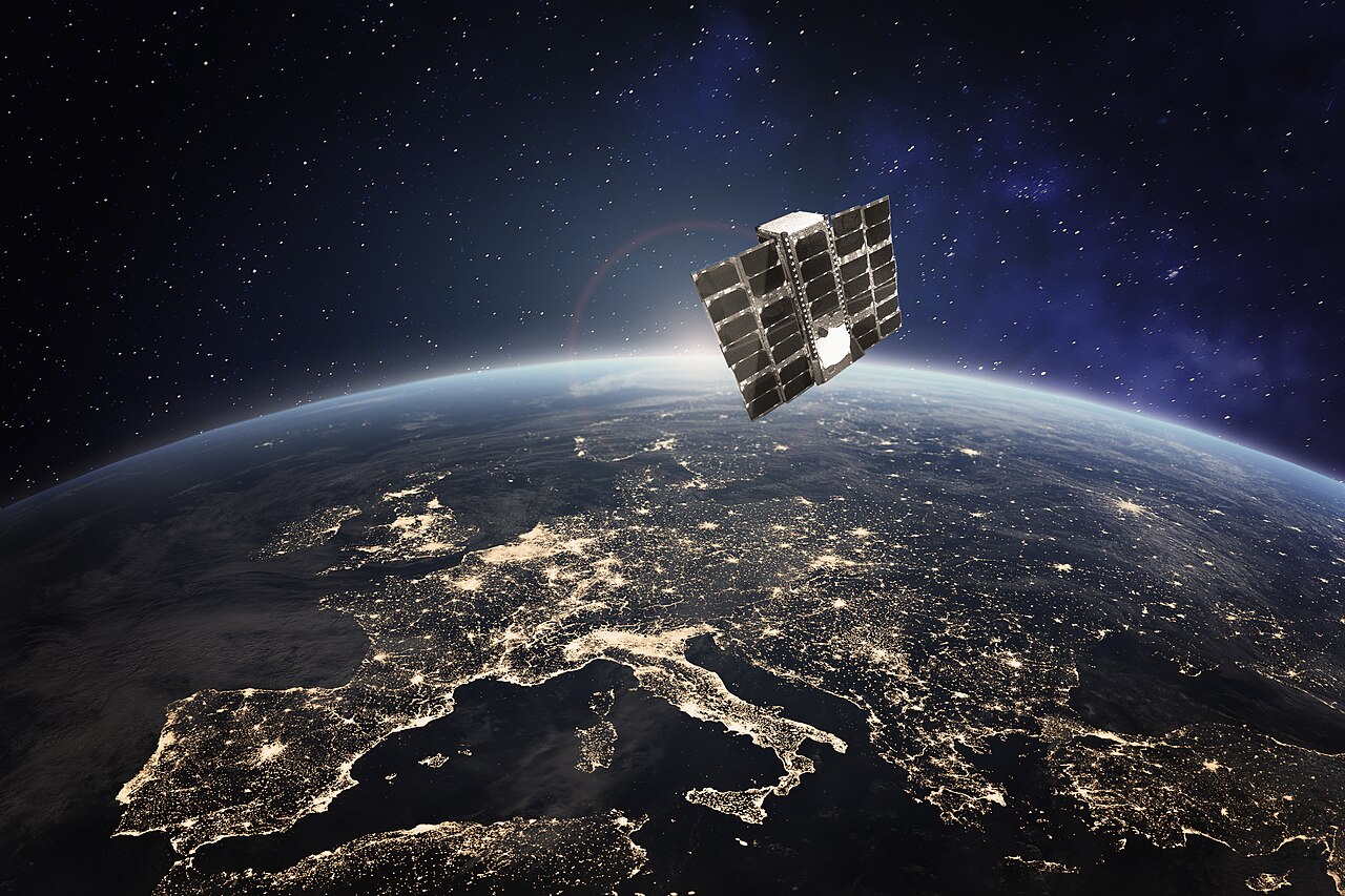 Enxaneta, Sateliot's first satellite, rendered in orbit over Europe